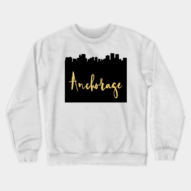 ANCHORAGE ALASKA DESIGNER SILHOUETTE SKYLINE ART Crewneck Sweatshirt by deificusArt